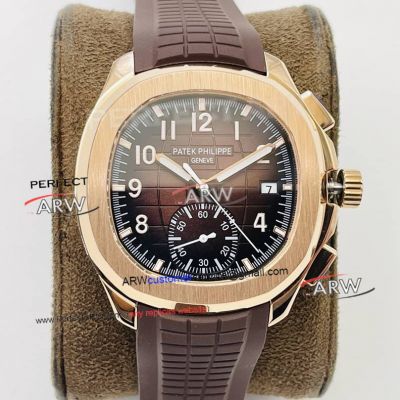 PPF Patek Philippe Aquanaut 5968 Chronograph Rose Gold Brown Dial Replica Watch